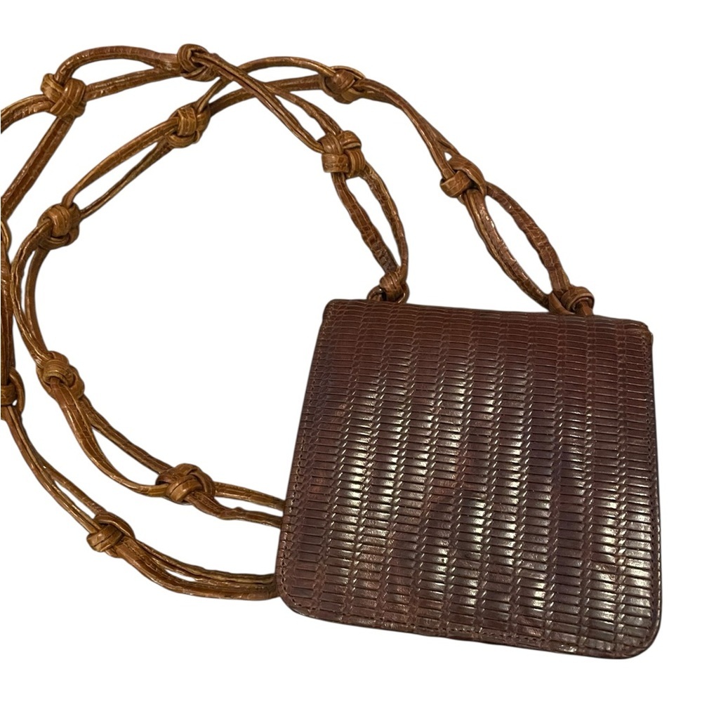 Retro Paris Brown Leather Woven Crossbody Bag - Picture 2 of 6